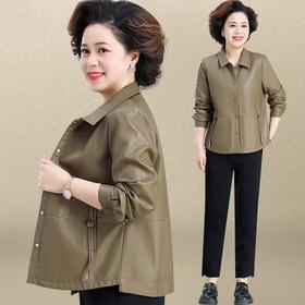 A6688皮衣外套女中年妈妈秋装2025新款中老年女装春秋皮夹克短款小个子