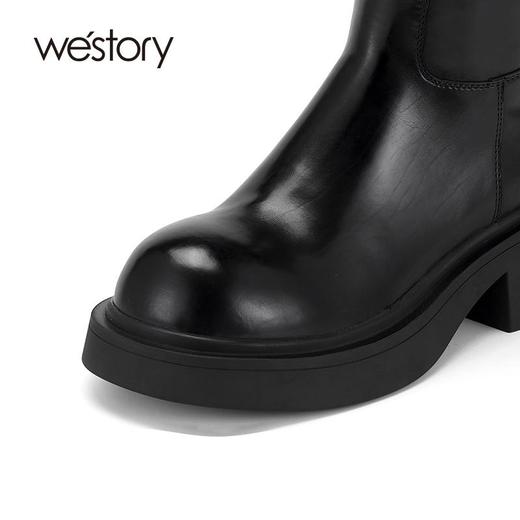 westory2024秋冬新款时尚百搭高筒靴真皮厚底骑士靴女W24DQ84171 商品图3