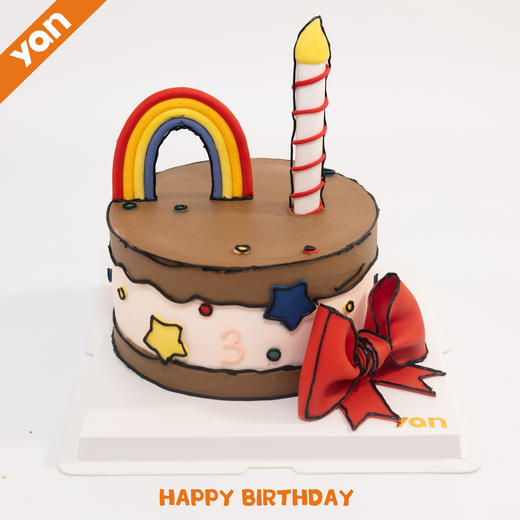 二次元彩虹蝴蝶结生日蛋糕 商品图0