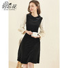 勿忘花黑色丝绒气质娃娃领连衣裙女2025春季新款拼接内搭显瘦裙子 商品缩略图3