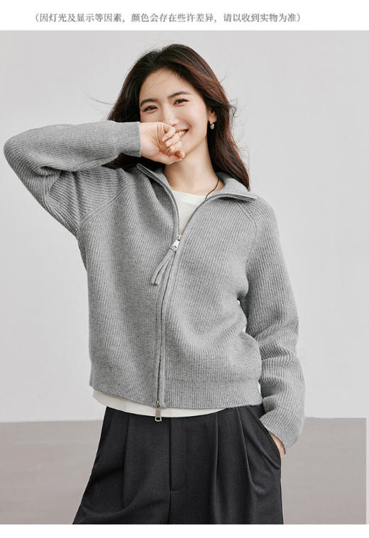 佐姿莎 双拉链休闲风针织开衫  N830 商品图7