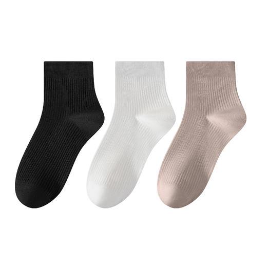 连绵·超柔抽条短筒女袜（3双装）DF8558 商品图10