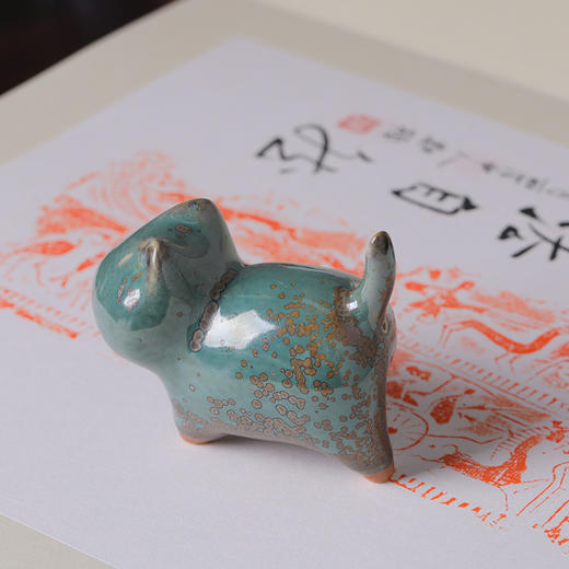 神钧宝瓷 钧釉窑变招财猫茶宠摆件 商品图1