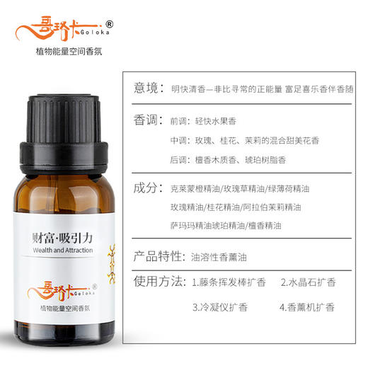 财富·吸引力香薰油无火香薰精油哥珞卡植物香氛家用室内车载香薰 商品图3