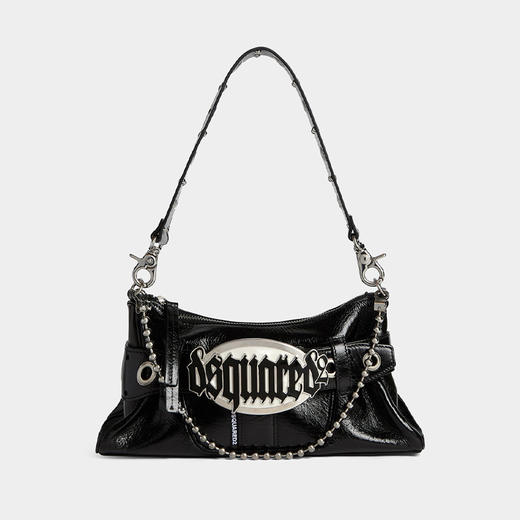 【一】DSQUARED2 女士带珐琅金属徽标扣哥特式皮革提挎包 黑色 SDW0064 01500001 2124 商品图0