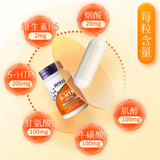 【NOW】美国 诺奥 5-羟色胺 双倍强度五羟色胺胶囊(200mg) 商品图2