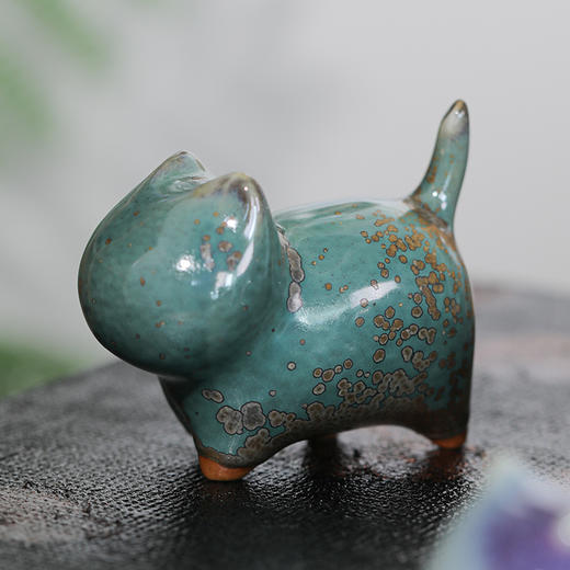 神钧宝瓷 钧釉窑变招财猫茶宠摆件 商品图4