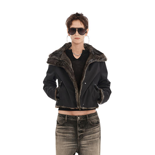 NUTH正反两穿短外套修身显瘦复古黑色保暖厚短外套女（发货时间同步天猫） 商品图0