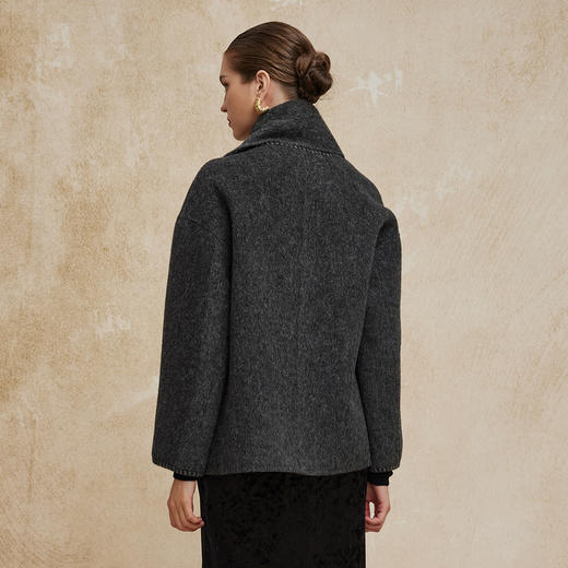 PH934斯尔丽24新款配流苏围巾时尚INS博主主推双面穿羊毛大衣 商品图1