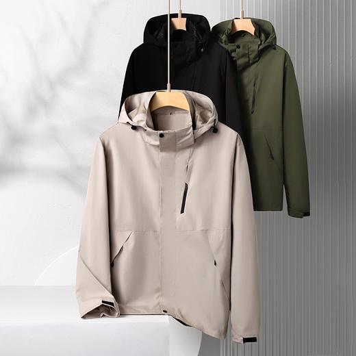 【可拆卸帽】【新款DSF】大依优型大码男装连帽夹克加肥加大休闲夹克胖子宽松防风外套上衣 商品图0