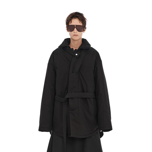 NUTH  黑色可收腰中长款保暖秋冬棉服外套女 商品图2