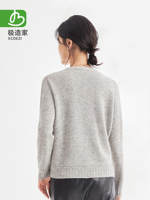 【新品】100%绵羊毛点子纱一体成型针织开衫 商品图2