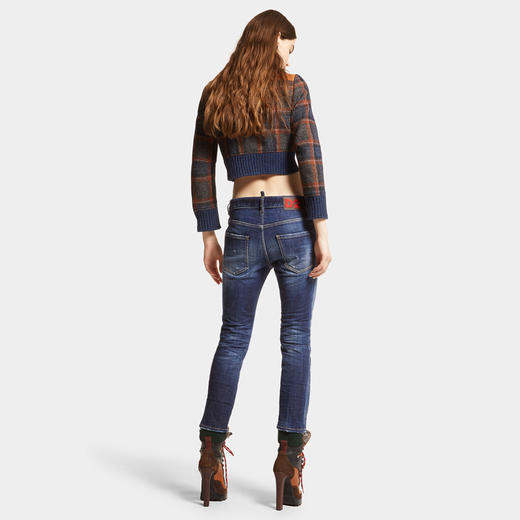 【二】DSQUARED2 女士徽标标签休闲牛仔裤 蓝色 S75LB0963 S30664 470 商品图3