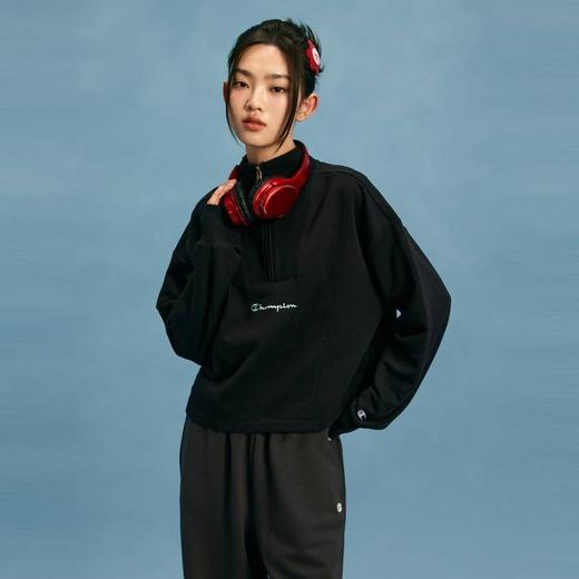 1F【Champion】冠军刺绣草写logo半拉链休闲卫衣 商品图2