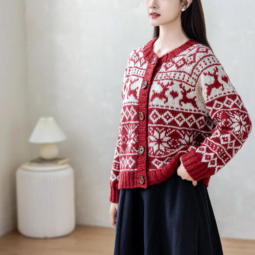 苏苏姐家雪原提花开衫手工DIY编织棒针羊毛毛线团自制材料包 商品图3