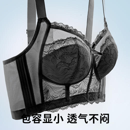 楼台幽雾 文胸 大胸显小防下垂收副乳内衣女轻薄透气无钢圈调整型内衣文胸 商品图5