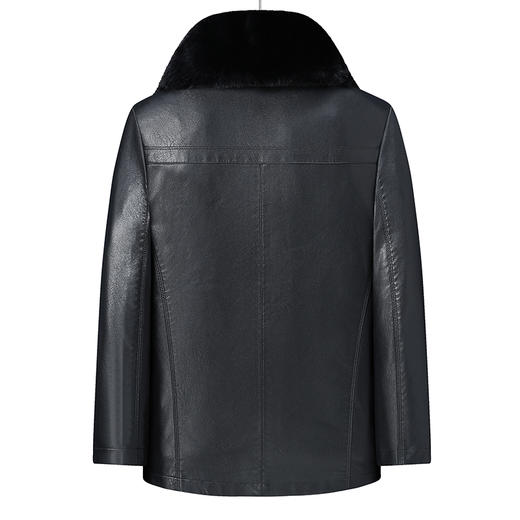 【可拆卸内胆】【可拆卸毛领】【新款DLC】大依优型大码翻领pu皮夹克外套加肥加大肥佬休闲上衣男士胖子潮流 商品图2