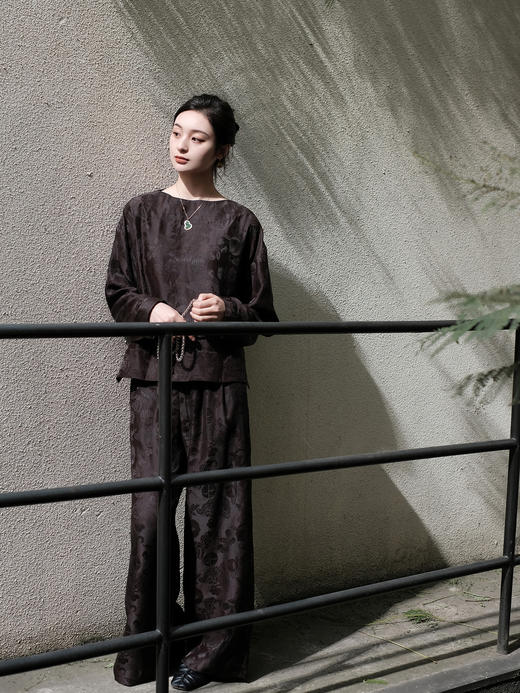 盛唐牡丹 |蜜褐色香云纱八宝如意上衣 商品图6