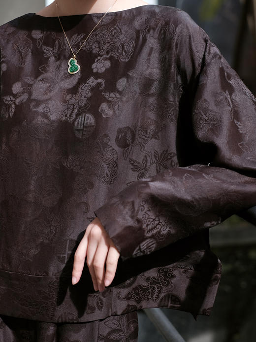 盛唐牡丹 |蜜褐色香云纱八宝如意上衣 商品图4