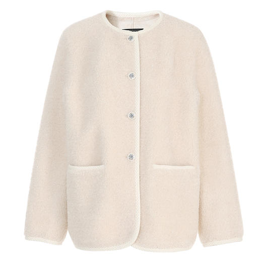 EITIE爱特爱时尚保暖毛绒羊剪毛大口袋气质圆领短外套冬新款D2403415 商品图5