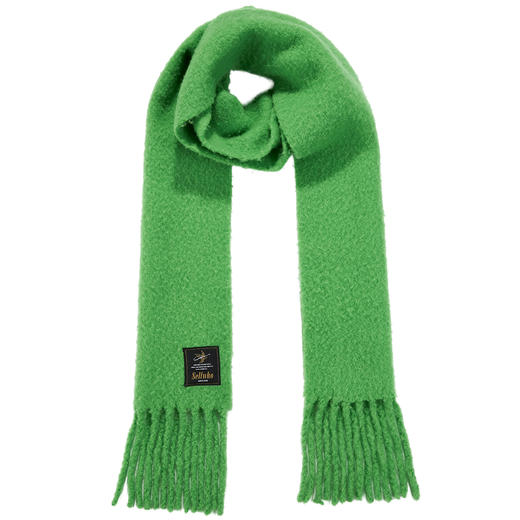 SELFWHO绵羊毛混纺绿色流苏围巾女款2024秋冬新款高级感保暖披肩 商品图4