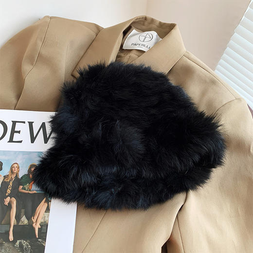 秋冬季【云朵毛绒帽】韩版保暖兔毛帽 日系大头围显脸小 毛茸茸盆帽  商品图7