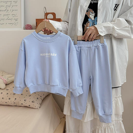 【INS秋季新款，童趣满满！彩色字母卫衣长裤套装】INS秋季新款中小童韩版童装 棉质字母彩色 男女童卫衣长裤套装-QQ 商品图12