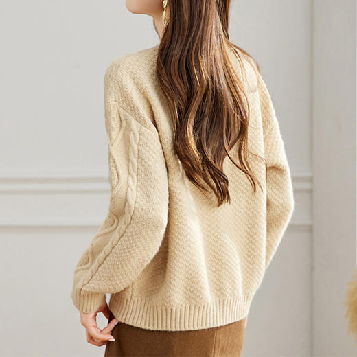 馥迦复古麻花纹理针织毛衣开衫 商品图4