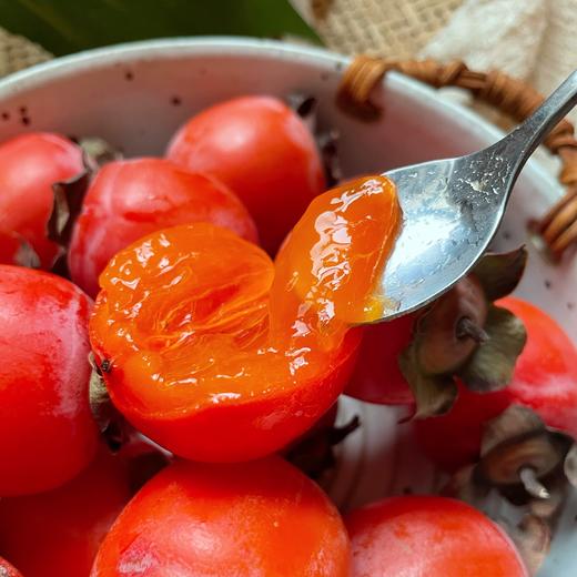 金秋树熟玫瑰蜜柿 | 可以用吸管吃的柿子 一口甜如蜜 果色红似火 果面光泽透亮 枝头自然成熟 柿子 商品图6