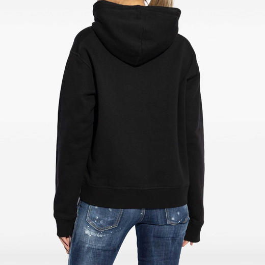 【二】DSQUARED2 女士配心形补丁棉质连帽卫衣 黑色 S75GU0554 S25516 900 商品图2