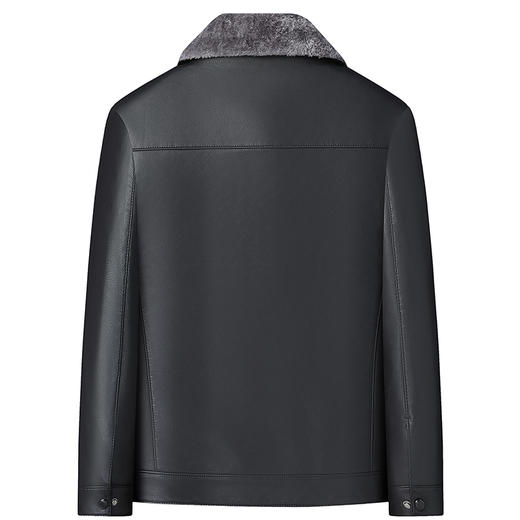 【新款DLC】大依优型大码翻领pu皮夹克皮毛一体加绒外套加肥加大肥佬休闲上衣男士胖子潮流 商品图2