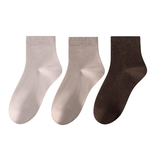 连绵·超柔抽条短筒女袜（3双装）DF8558 商品图13