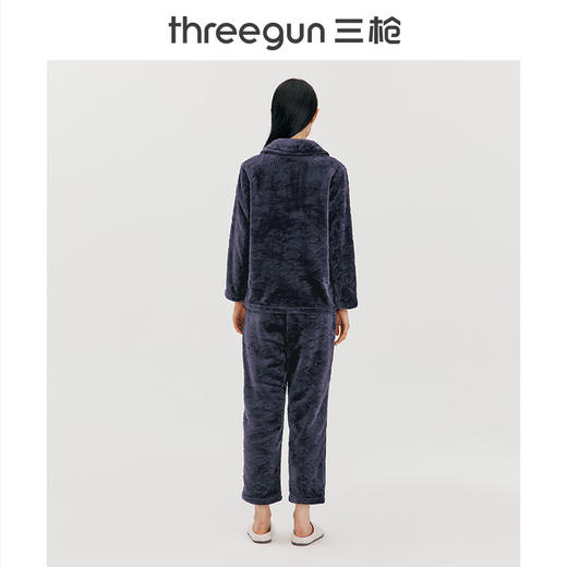 Threegun三枪 【剪花法兰绒】翻领开襟女家居套-82024D011 商品图2