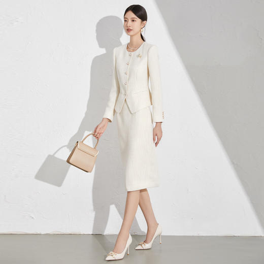 IWY/米色小香风套装洋气减龄秋冬季新款女装收腰显瘦职场两件套裙1024CS015 商品图8
