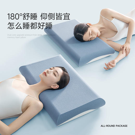 【双十一特惠】赠送全棉枕套 亚朵酒店同款深睡枕Pro护颈枕 记忆棉枕侧睡护颈椎 助睡眠枕头 冬季枕芯 零压慢回弹 记忆绵枕芯+冰丝内套+全棉绗缝两用枕套 商品图1
