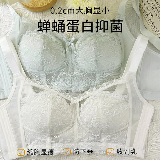 楼台幽雾 文胸 大胸显小防下垂收副乳内衣女轻薄透气无钢圈调整型内衣文胸 商品图4