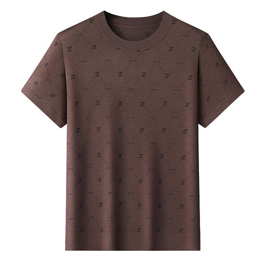 【新款DWP】大依优型大码圆领满印短袖T恤毛衫针织衫加肥加大毛衣大号胖子宽松毛衫男装上衣打底 商品图0