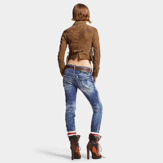 【二】DSQUARED2 女士徽标标签休闲牛仔裤 蓝色 S75LB0979 S30872 470 商品图3