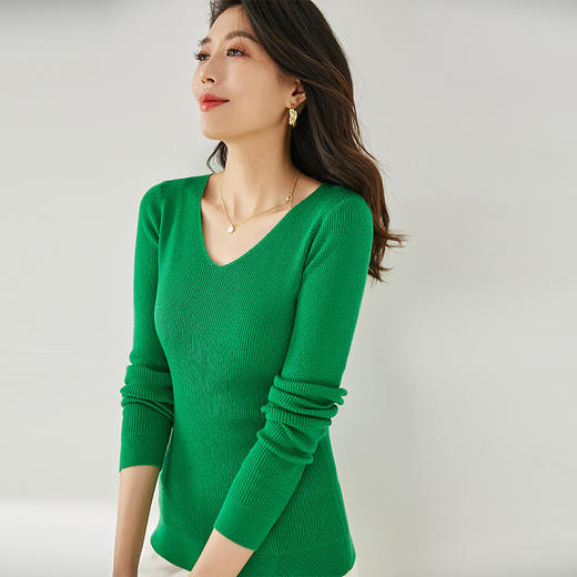 【高货sh】全新升级【铂金会员220/天猫299/差价79】(95610) 洛诗琳秋新款高领长袖修身弹力羊毛针织基础打底衫上衣女 商品图3