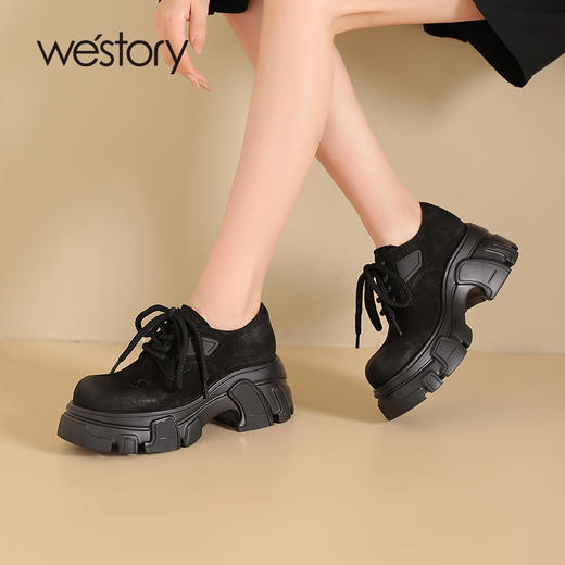 westory2024秋季新品厚底*大头鞋复古休闲百搭乐福鞋女W24CM75431 商品图4