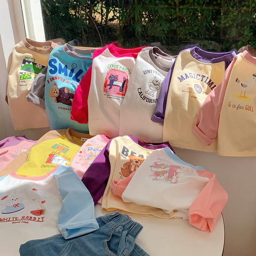 【新款女童上衣，百搭可爱，卡通图案萌趣十足】女童上衣百搭长袖 棉质宝宝秋装新款t恤 小童秋款儿童童装 卡通打底衫-QQ 商品图2