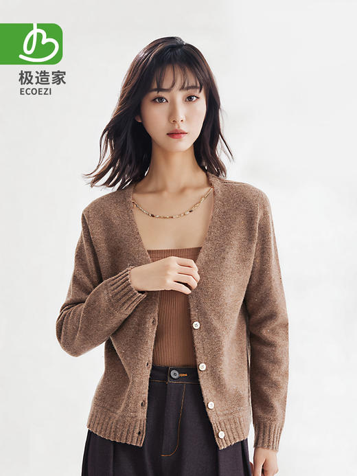 【新品】100%绵羊毛点子纱一体成型针织开衫 商品图3