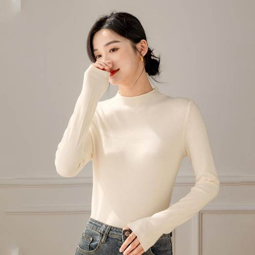 【89元任选3件，一起加入购物车结算！BIMO碧茉多色打底衫】BIMO碧茉半高领毛边长袖打底衫 7色可选！ 商品图8