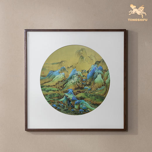 铜师傅 手工錾刻 铜雕画《千里江山 圆形》客厅背景墙装饰挂画 商品图2