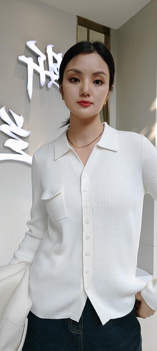 489055秋冬款 羊毛衬衫领开衫 商品图0