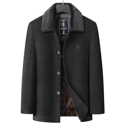 【雪尼尔】【新款DLC】大依优型大码翻领加棉外套商务夹克加肥加大肥佬休闲上衣男士胖子 商品图1