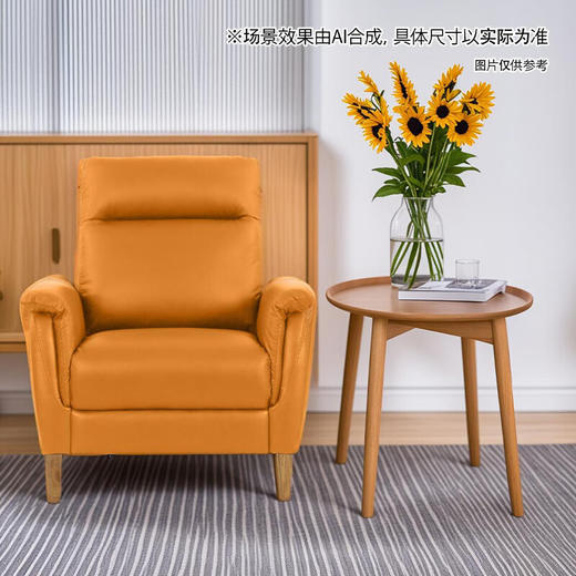 【家具】1人位皮沙发 KF018 中棕（65天发货，假日80天） 商品图0