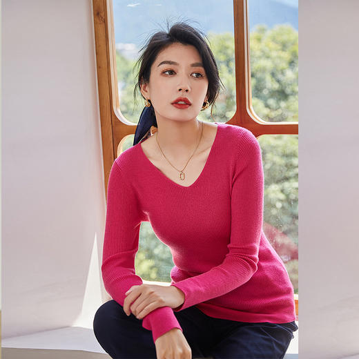 【高货sh】全新升级【铂金会员220/天猫299/差价79】(95610) 洛诗琳秋新款高领长袖修身弹力羊毛针织基础打底衫上衣女 商品图4