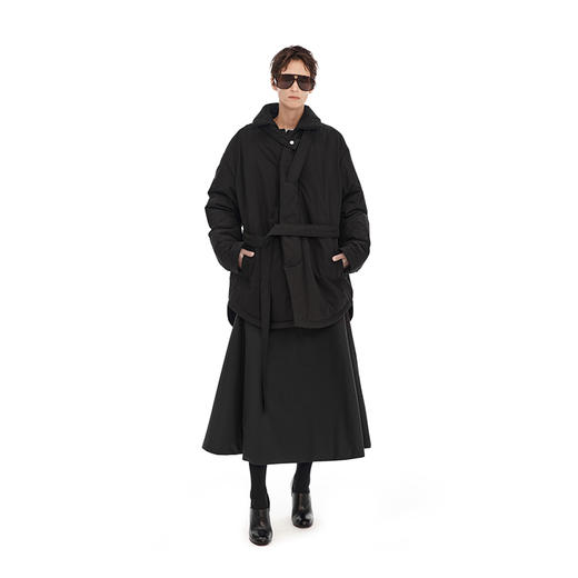 NUTH黑色中长款夹棉a字半身裙女秋冬 商品图3