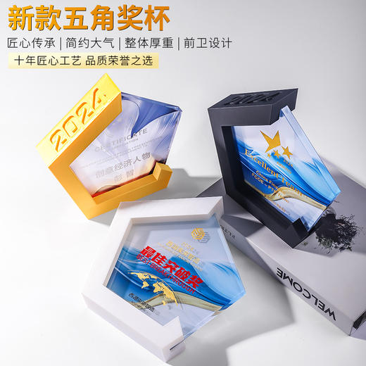 奖杯定制高档大气创意荣誉水晶优秀员工年会颁奖周年纪念授权奖牌 商品图0